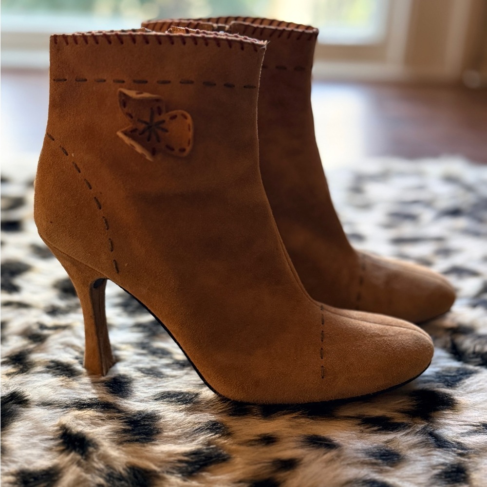Tan Suede Boho Ankle Boots - Picture 2 of 6